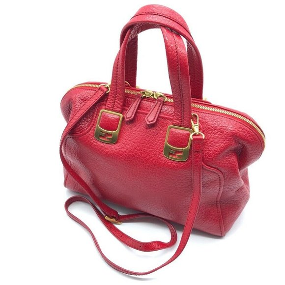 FENDI chameleon Shoulder Bag Hand Bag 2way bag Red - Picture 2 of 12